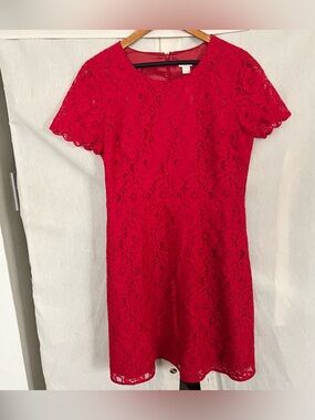 J. Crew Factory Red Lace Dress NWT